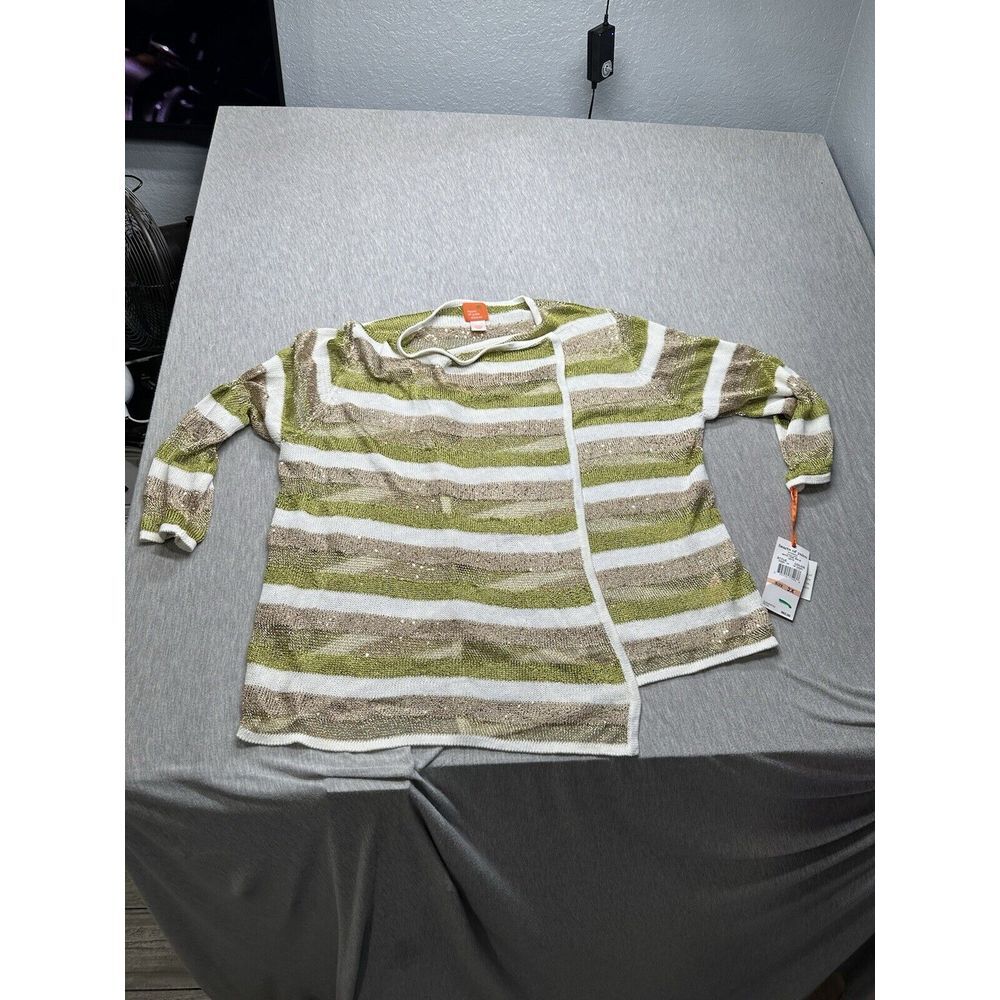 Hearts Of Palm Women's‎ Striped Sequined Cardigan Size 2X